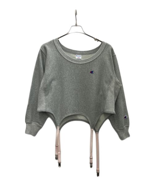 Champion（チャンピオン）Champion (チャンピオン) beams couture lingerie (ビームス クチュール ランジェリー) クロップド丈ガーターベルトトップス グレー サイズ:Lの古着・服飾アイテム