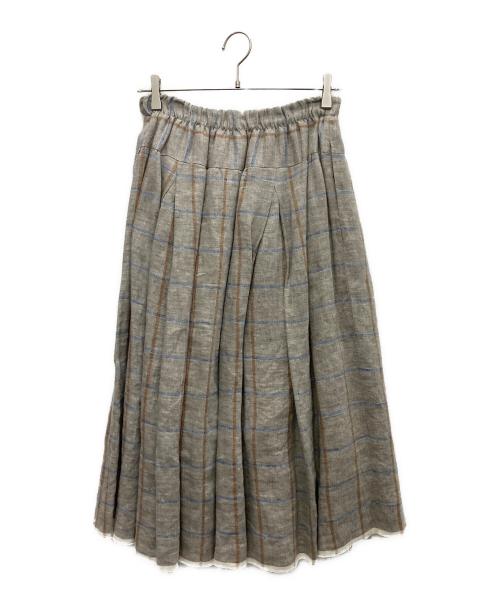 D-due（ディ・ドゥエ）D-due (ディ・ドゥエ) リネンチェックスカート グレー サイズ:SIZE38の古着・服飾アイテム