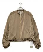 JUSGLITTYジャスグリッティー）の古着「サテンジップブルゾン」｜ブラウン