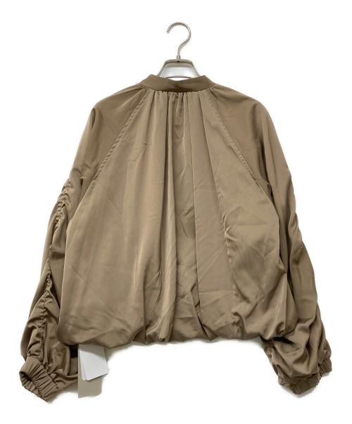 JUSGLITTY（ジャスグリッティー）JUSGLITTY (ジャスグリッティー) サテンジップブルゾン ブラウン サイズ:2の古着・服飾アイテム