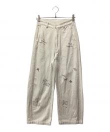 6(ROKU) BEAUTY&YOUTH（ロク ビューティーアンドユース）の古着「WHITE DENIM PRINT PANTS」｜ベージュ