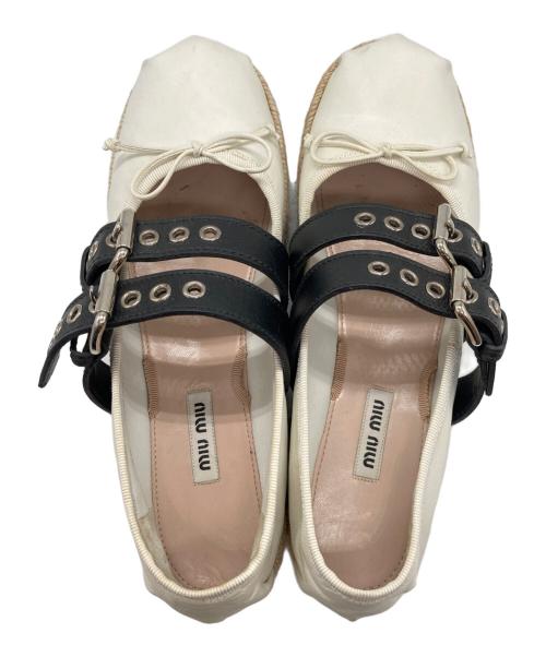 MIU MIU（ミュウミュウ）MIU MIU (ミュウミュウ) ベルト付きエスパドリーユ ホワイト サイズ:38の古着・服飾アイテム