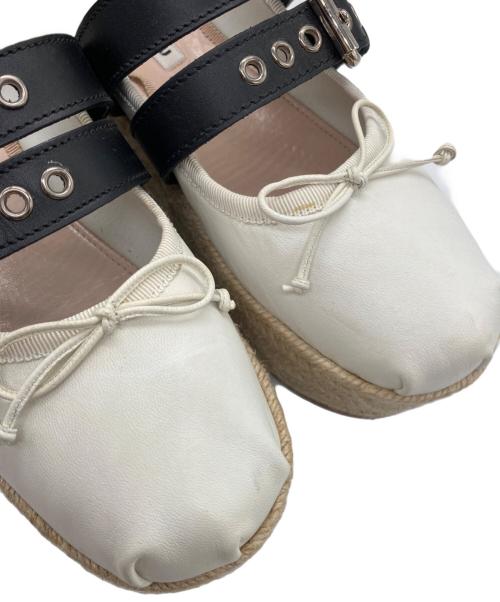 MIU MIU（ミュウミュウ）MIU MIU (ミュウミュウ) ベルト付きエスパドリーユ ホワイト サイズ:38の古着・服飾アイテム