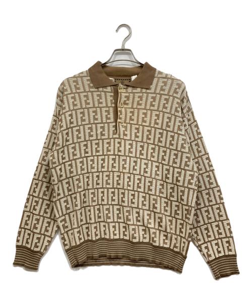 FENDI（フェンディ）FENDI (フェンディ) ズッカ柄ポロニット ベージュ サイズ:50の古着・服飾アイテム
