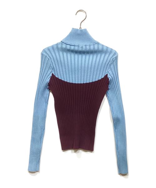 TORY BURCH（トリーバーチ）TORY BURCH (トリーバーチ) カラーブロック タートルネックセーター　161416 ブルー×ブラウン サイズ:L 未使用品の古着・服飾アイテム