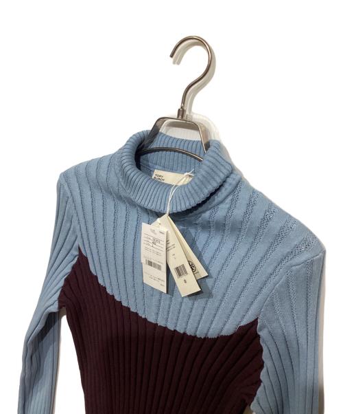 TORY BURCH（トリーバーチ）TORY BURCH (トリーバーチ) カラーブロック タートルネックセーター　161416 ブルー×ブラウン サイズ:L 未使用品の古着・服飾アイテム