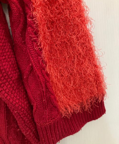 PAMEO POSE（パメオポーズ）PAMEO POSE (パメオポーズ) Switching V-neck Sweater ピンク×レッド サイズ:FREEの古着・服飾アイテム