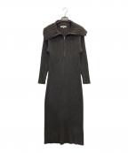 Mystradaマイストラーダ）の古着「ジップカラーニットワンピース」｜グレー