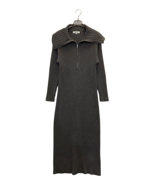 Mystrada（マイストラーダ）Mystrada (マイストラーダ) ジップカラーニットワンピース グレー サイズ:38の古着・服飾アイテム