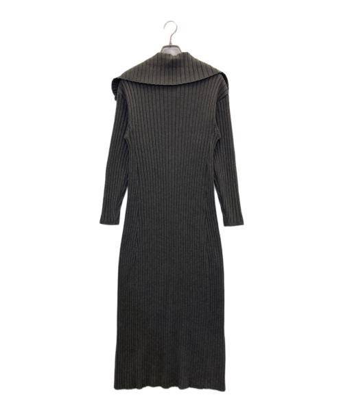 Mystrada（マイストラーダ）Mystrada (マイストラーダ) ジップカラーニットワンピース グレー サイズ:38の古着・服飾アイテム