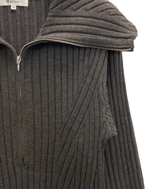 Mystrada（マイストラーダ）Mystrada (マイストラーダ) ジップカラーニットワンピース グレー サイズ:38の古着・服飾アイテム