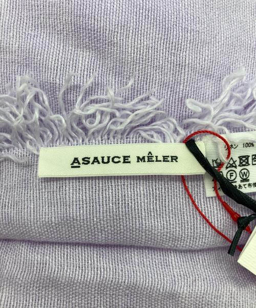 ASAUCE MELER（アソースメレ）ASAUCE MELER (アソースメレ) ベルギーリネンフリンジストール ラベンダー 未使用品の古着・服飾アイテム