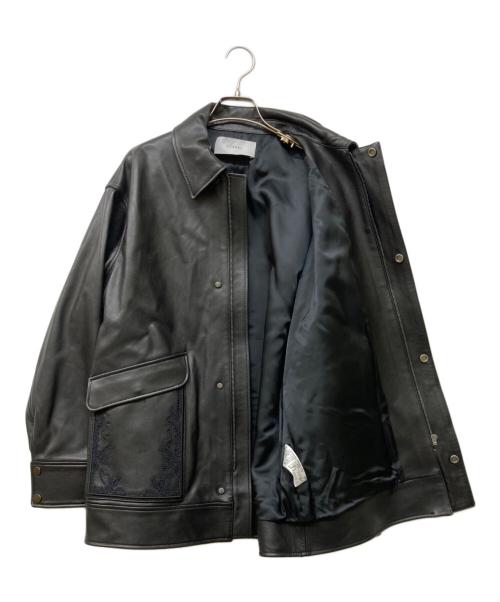 MURRAL（ミューラル）MURRAL (ミューラル) Framed embroidery leather jacket ブラック サイズ:Fの古着・服飾アイテム