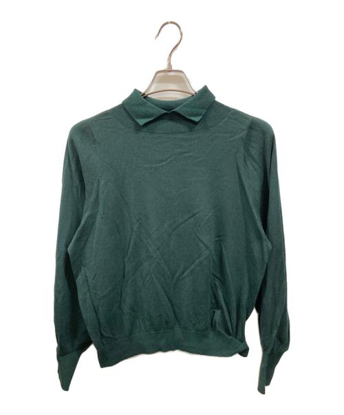 LOISIR（ロワズィール）LOISIR (ロワズィール) コットンカシミヤ天竺ポロニット グリーン サイズ:Freeの古着・服飾アイテム