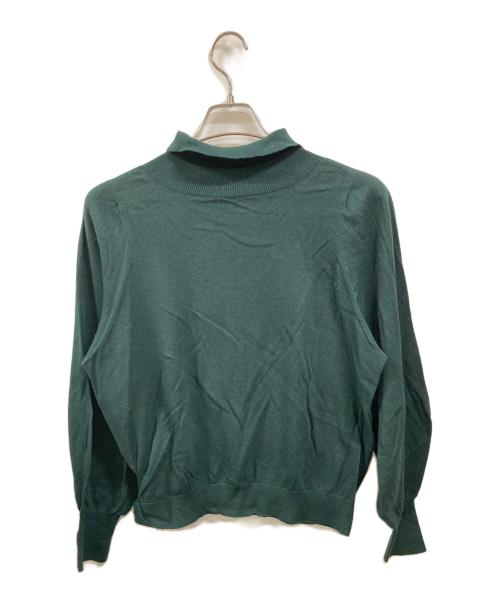 LOISIR（ロワズィール）LOISIR (ロワズィール) コットンカシミヤ天竺ポロニット グリーン サイズ:Freeの古着・服飾アイテム