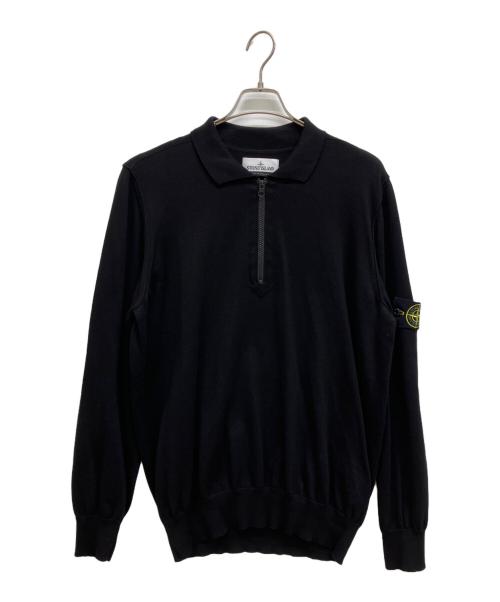 STONE ISLAND（ストーンアイランド）STONE ISLAND (ストーンアイランド) Soft Cotton Long Sleeve Knitted Polo Shirt ブラック サイズ:XLの古着・服飾アイテム