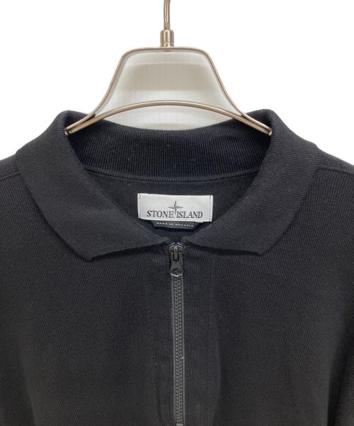 STONE ISLAND（ストーンアイランド）STONE ISLAND (ストーンアイランド) Soft Cotton Long Sleeve Knitted Polo Shirt ブラック サイズ:XLの古着・服飾アイテム