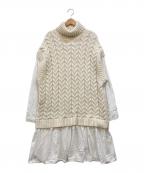 OBLIオブリ）の古着「ケーブルニットドッキングワンピース」｜アイボリー