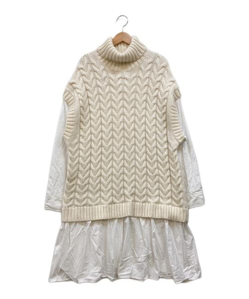 OBLI（オブリ）OBLI (オブリ) ケーブルニットドッキングワンピース アイボリー サイズ:1の古着・服飾アイテム