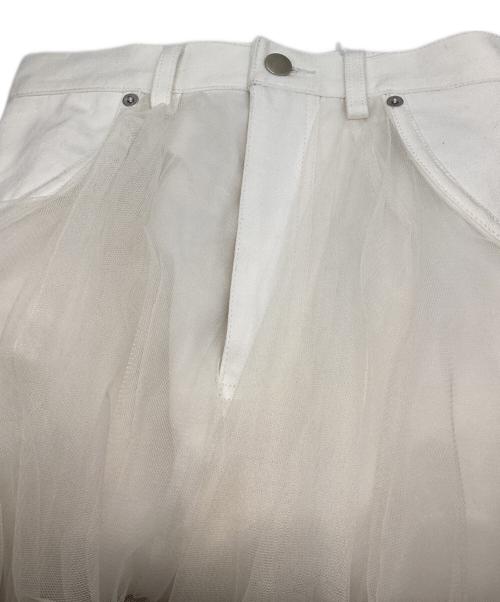 OBLI（オブリ）OBLI (オブリ) デニムチュールスカート ホワイト サイズ:1の古着・服飾アイテム