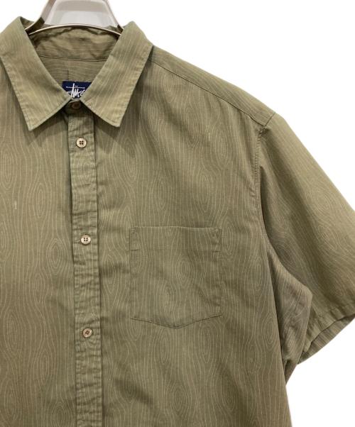 stussy（ステューシー）stussy (ステューシー) wood grain patternシャツ オリーブ サイズ:Lの古着・服飾アイテム