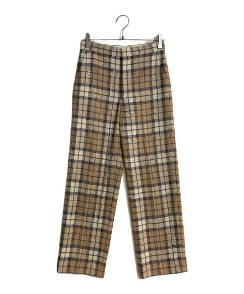 DRAWER（ドゥロワー）Drawer (ドゥロワー) アルパカ混シルクライニングチェックパンツ ベージュ サイズ:34の古着・服飾アイテム