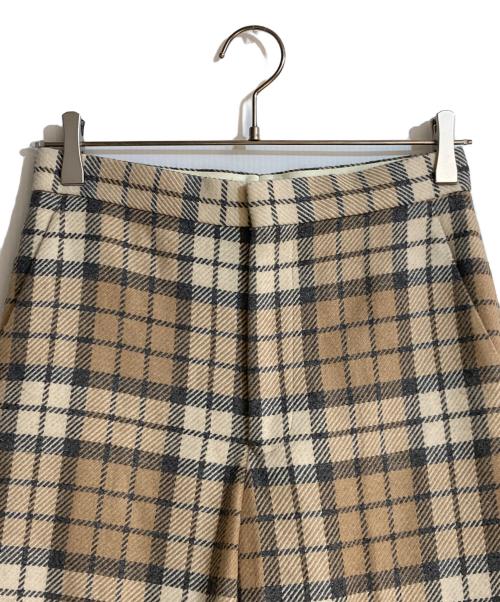 DRAWER（ドゥロワー）Drawer (ドゥロワー) アルパカ混シルクライニングチェックパンツ ベージュ サイズ:34の古着・服飾アイテム