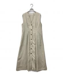 CADUNE（カデュネ）の古着「タックジレワンピース」｜ライトグレー