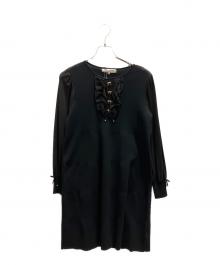 Super Beauty（スーパービューティ）の古着「フリルリボンモチーフワンピース」｜ブラック