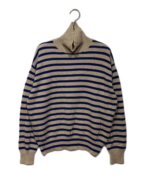 DEMYLEE（デミリー）DEMYLEE (デミリー) カシミヤハイネックニット　3810800110 ブラウン×ブルー サイズ:Sの古着・服飾アイテム