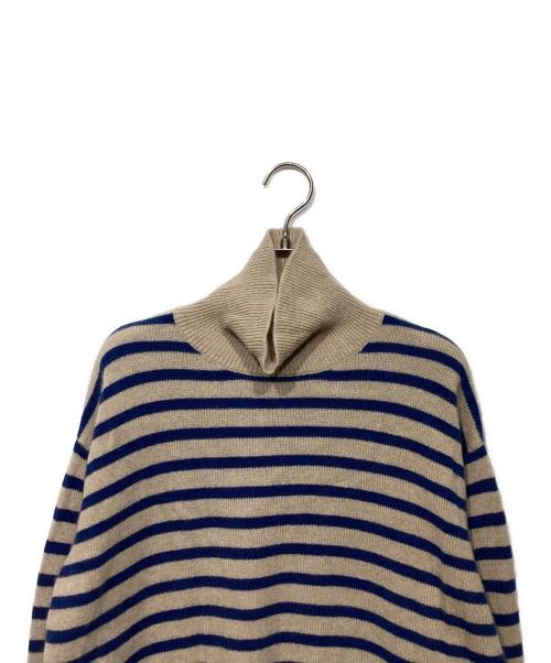 DEMYLEE（デミリー）DEMYLEE (デミリー) カシミヤハイネックニット　3810800110 ブラウン×ブルー サイズ:Sの古着・服飾アイテム