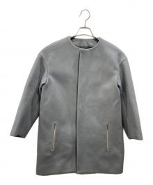 DRAWER（ドゥロワー）の古着「メルトンノーカラーコート」｜グレー