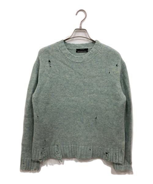 UNUSED（アンユーズド）UNUSED (アンユーズド) 3G crew neck damage knit グリーン サイズ:2の古着・服飾アイテム