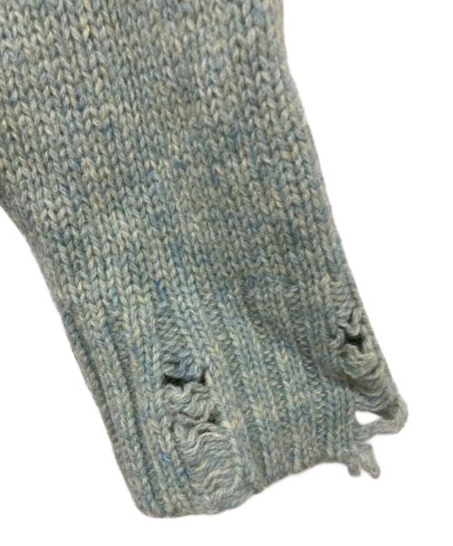 UNUSED（アンユーズド）UNUSED (アンユーズド) 3G crew neck damage knit グリーン サイズ:2の古着・服飾アイテム