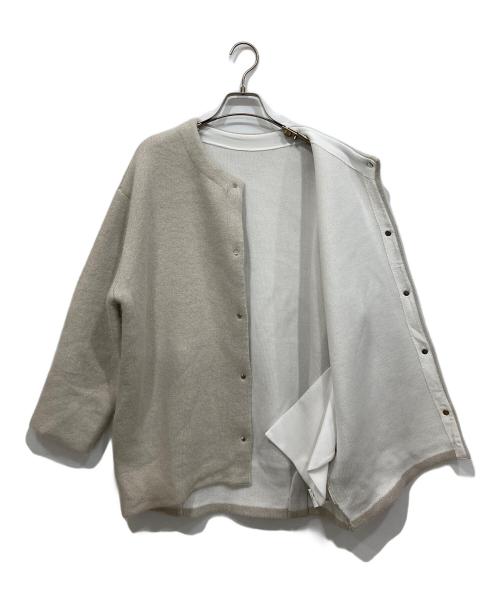 Apuweiser-riche（アプワイザーリッシェ）Apuweiser-riche (アプワイザーリッシェ) ラメニットコクーンミドルジャケット ライトグレー サイズ:2の古着・服飾アイテム