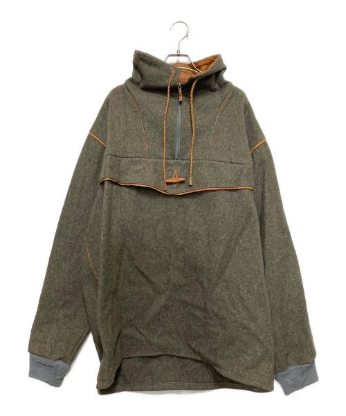 古着（フルギ）古着 (フルギ) レザー切替ハーフジップジャケット カーキ サイズ:不明の古着・服飾アイテム