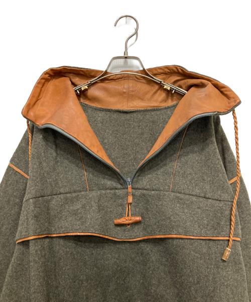 古着（フルギ）古着 (フルギ) レザー切替ハーフジップジャケット カーキ サイズ:不明の古着・服飾アイテム