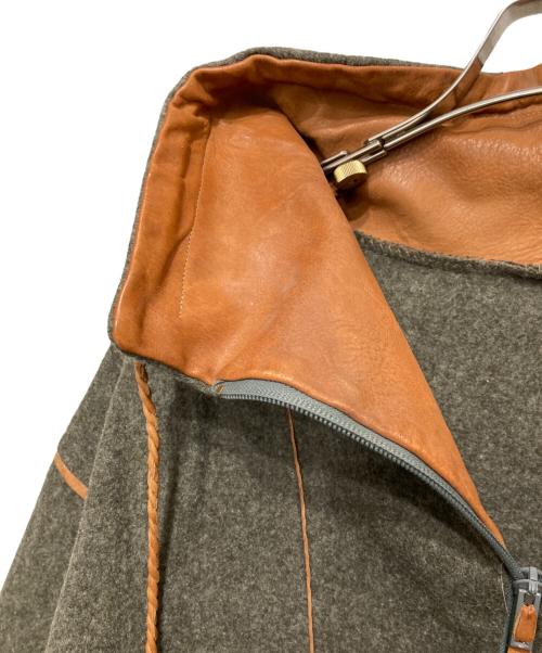 古着（フルギ）古着 (フルギ) レザー切替ハーフジップジャケット カーキ サイズ:不明の古着・服飾アイテム