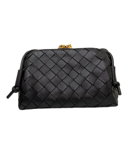 BOTTEGA VENETA（ボッテガベネタ）BOTTEGA VENETA (ボッテガベネタ) イントレチャート コンサートポーチ ブラックの古着・服飾アイテム