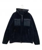 HERNOヘルノ）の古着「ラミナー ポリエステルボアジップフーディーブルゾン」｜ネイビー