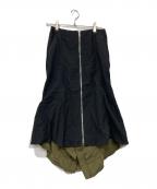 beautiful peopleビューティフルピープル）の古着「double-end tropical wool flare skirt」｜カーキ×ブラック