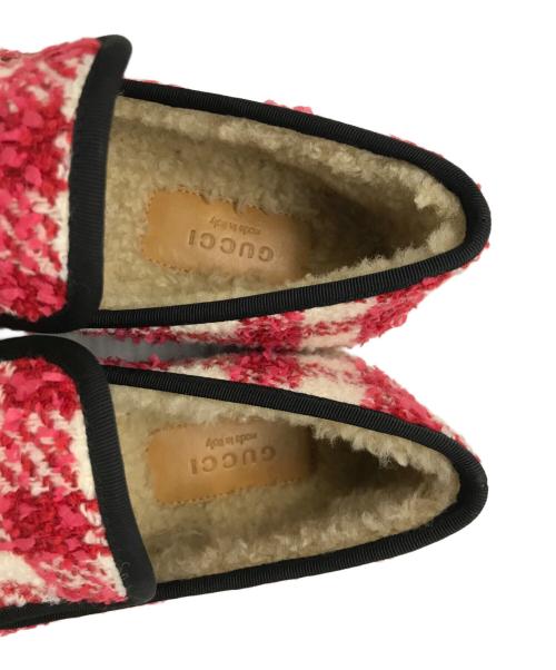 GUCCI（グッチ）GUCCI (グッチ) ホースビット ツイード ローファー　GUCCI　 レッド サイズ:38 1/2の古着・服飾アイテム