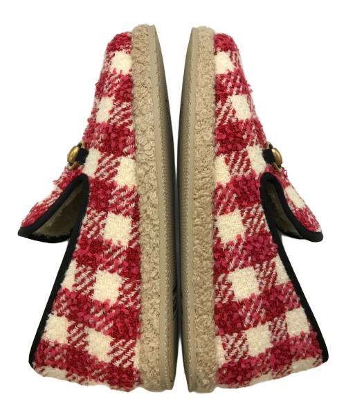 GUCCI（グッチ）GUCCI (グッチ) ホースビット ツイード ローファー　GUCCI　 レッド サイズ:38 1/2の古着・服飾アイテム