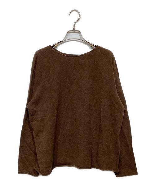 ARGUE（アーギュ）ARGUE (アーギュ) SUPER EXTRA FINE LAMB‘S WOOL T-SHIRT HOLE KNIT AR24AW-AP02 ブラウン サイズ:2の古着・服飾アイテム