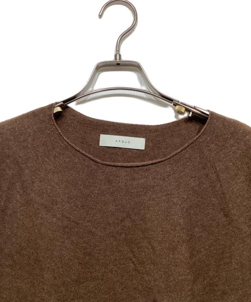 ARGUE（アーギュ）ARGUE (アーギュ) SUPER EXTRA FINE LAMB‘S WOOL T-SHIRT HOLE KNIT AR24AW-AP02 ブラウン サイズ:2の古着・服飾アイテム