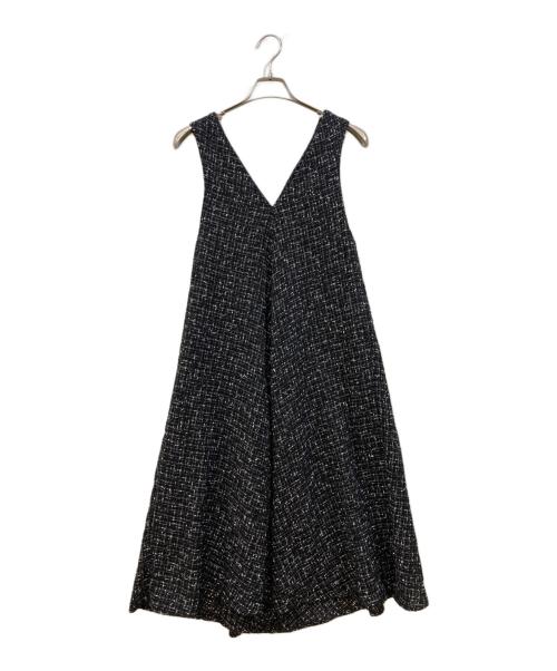 BEARDSLEY（ビアズリー）BEARDSLEY (ビアズリー) ツイードフレアーワンピース ブラックの古着・服飾アイテム
