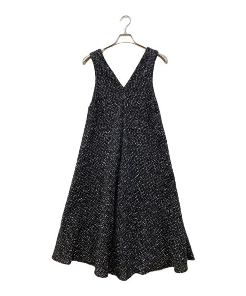 BEARDSLEY（ビアズリー）BEARDSLEY (ビアズリー) ツイードフレアーワンピース ブラックの古着・服飾アイテム