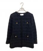 PLATINEプラティーヌ）の古着「ラティスツイード ロングジャケット」｜ネイビー