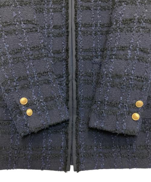 PLATINE（プラティーヌ）PLATINE (プラティーヌ) ラティスツイード ロングジャケット ネイビー サイズ:38 未使用品の古着・服飾アイテム