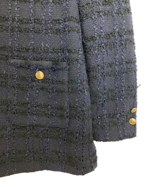 PLATINE（プラティーヌ）PLATINE (プラティーヌ) ラティスツイード ロングジャケット ネイビー サイズ:38 未使用品の古着・服飾アイテム